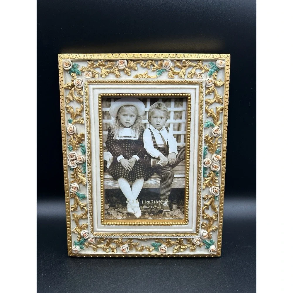 Ornate Picture Frame Golden Rosebud Glam Victorian Photo Frame 3D Resin 4X6
